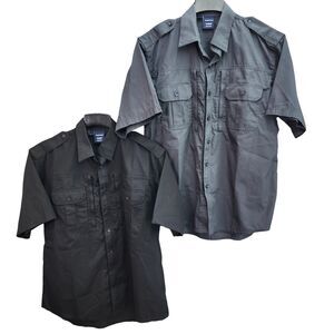 Propper Tactical Button Up Shirt Set Of 2 Mens Large Rip Stop Black Charcoal
